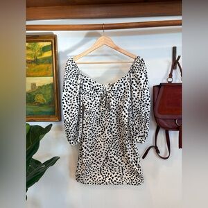 ASOS Dalmatian Print Puff Sleeve Mini Dress Size US 2